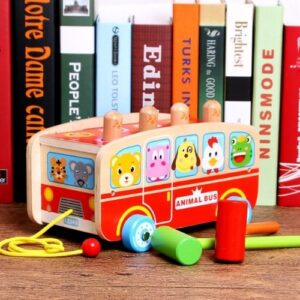 Wooden Whack-a-Mole Toy – Animal Bus Edition (D119)