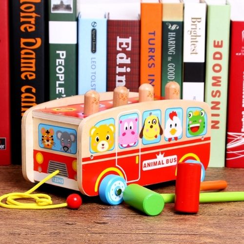 Wooden Whack-a-Mole Toy – Animal Bus Edition (D119)