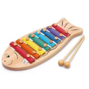 D128 Wooden Fish-Shaped Xylophone Toy